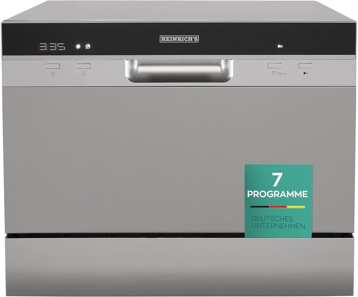Heinrich's HTG 8840 mini vaatwasser - 7 programma's - gebruik slechts 6,5 liter per cyclus - zilver — afbeelding 1