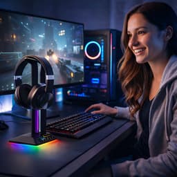 Daroyx Headset Standaard HSD8 - Premium Koptelefoon Houder - RGB Headset Stand met Led Verlichting — thumbnail 3