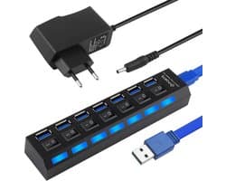 USB Hub 7 Poorten USB 3.0 & 2.0 - Dataoverdracht 5 Gbit/s - Plug & Play