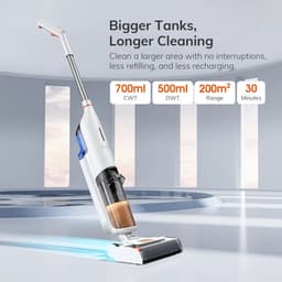 Lunekiss Steelstofzuiger met dweilfunctie – 3-in-1 Nat en Droog – Draadloos – 5500Pa – Dubbele watertank — thumbnail 5
