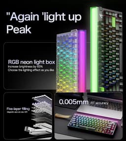 ATTACK SHARK R85HE - Magnetic Switch Wired Gaming Toetsenbord - 79keys - RGB light strip - Decorative Lanyard - Volume knob - PBT Keycaps - 8Khz - 0.005mmRT - 0.08ms - Neon Green — thumbnail 4