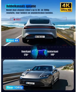 Quvo® Dashcam Voor en Achter - Parkeermonitor - Dashcamera - Nachtzicht - Zwart - 4cm x 11cm x 5cm — thumbnail 4