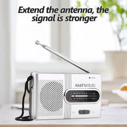 Noodradio - AM/FM Radio - Kleine Draagbare Radio op Batterijen - Batterij Radio - Noodpakket - Zakradio - Keukenradio - Draagbare Radio - Koptelefoonaansluiting - Radio op Batterijen voor Rampen - Voor reizen, noodgevallen en entertainment — thumbnail 4