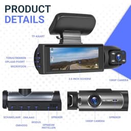 Dashcam voor auto - Dual Lens - WIFI & APP - Full HD - 170° Groothoek - Beweging Detectie & Parkeer Modus - G-Sensor - Loopopname - Micro SD 32GB — thumbnail 4