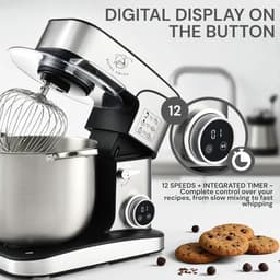 Krachtige 3-in-1 Keukenmachine 2000W met RVS Kom 12 Liter, Vleesmolen en Blender op Touchscreen — thumbnail 2