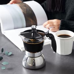 Hob Modern Clear Percolator - Stainless Steel Italian Glass - 4 Cups - Coffee Maker - Stove Mokapot - Keukenbenodigdheden — thumbnail 2