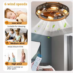 Plafondventilator met Verlichting - Ventilator voor Slaapkamer - Air Cooler met Afstandsbediening — thumbnail 5