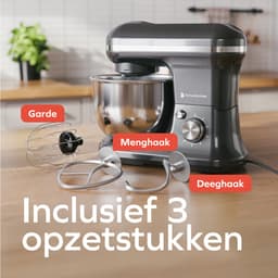 KitchenBrothers 1200W Keukenmachine - Keukenrobot - 5L - Mixer met Mengkom - BPA-vrij Keukenmixer - Antraciet — thumbnail 3