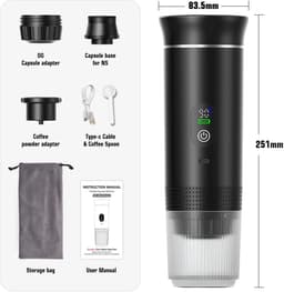 Draadloos Elektrisch - Portabele Espresso Koffiemachine - 3-in-1 Capsule en Poeder - Koffiemaker - Voor Reizigers en Kampeerders — thumbnail 1