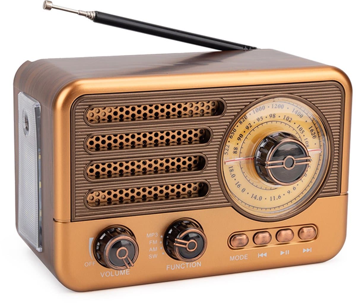 Retro Speaker - Bluetooth Speaker - Am Fm SW Kleine Draagbare Radio - Vintage Speaker - Retro Radio Bluetooth - Retro Radio - Noodradio - 2000mAh Oplaadbare Batterij - Met LED Zaklamp - Ondersteunt TF Kaart, USB, AUX Play - Bruin — afbeelding 1