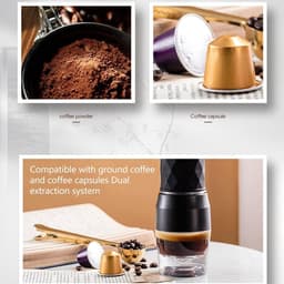 Cosensi - Draagbaar Koffiezetapparaat voor Buiten - Mini-espressoapparaat - Handperskoffiemachines - Compatibel met Capsules en Gemalen Koffie - Zwart — thumbnail 4