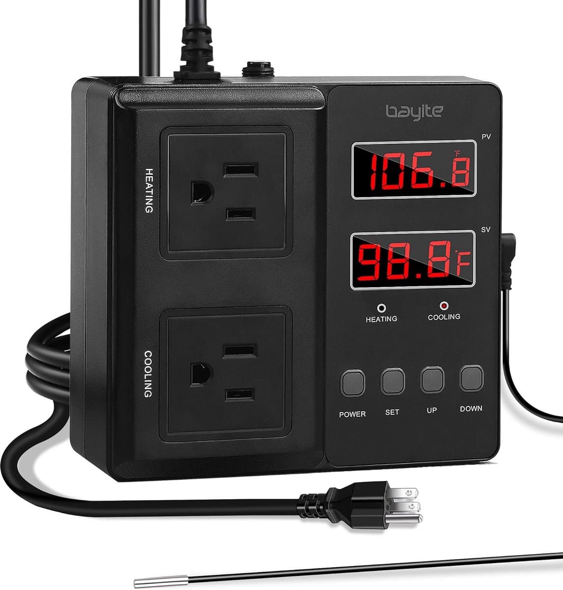 Digitale Thermostaat met Outlet voor Verwarming en Koeling - Temperatuurregelaar Plug and Play — afbeelding 1
