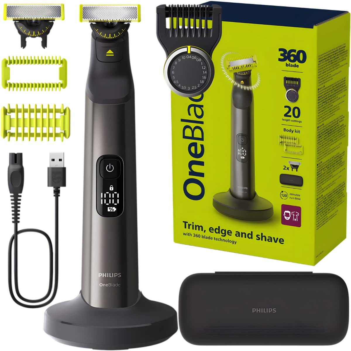 PHILIPS OneBlade Pro 360 Face + Body QP6652/61 Multigroomer Chroom — afbeelding 1