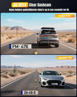 AMA® Dashcam Voor en Achter - Dashcam - Parkeermonitor - WiFi - 4K — thumbnail 4