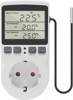 Digitaal Thermostaat Stopcontact met Temperatuurregeling en Timer voor Verwarming en Koeling — thumbnail 1