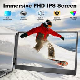 KEFEYA S2 drievoudige laptopschermverlenger, 14-inch drievoudige laptopschermverlenger, 1080P FHD draagbare monitor voor 13- tot 17,3-inch laptops, HDMI/USB-A/USB-C voor Mac, Windows, Chrome en Switch, plug-and-play — thumbnail 5