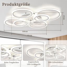 Plafondventilator met Dimbare LED Verlichting en 6 Snelheden, 100cm — thumbnail 5