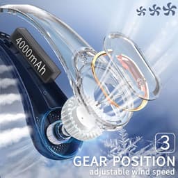 Nekventilator Draagbare Persoonlijke Ventilator - 4000mAh Sterke Wind 360° Koeling - Geen Haarophoping Dubbelzijdige Luchtstroom - Snel opladen Lange Gebruiksduur Anti-slip - Cadeau voor Dames, Mannen - Zwart - 1 Stuk — thumbnail 3
