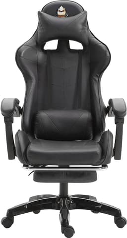 GOTAGEE Gamingstoel Bureaustoel Ergonomische Gamestoel Met Lendensteun un voetpedalen Hoogte en Ligfunctie Zwart — thumbnail 5