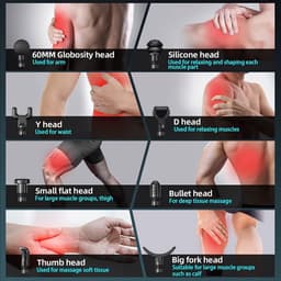 Draagbaar Massagepistool met 99 Snelheden en 8 Massagekoppen voor Spierverlichting — thumbnail 5