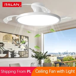 IRALAN Ceiling Lights with Fan Smart Retractable Fan Blade Home Electric Fan Dimmable with Remote Control Led Living Room Light — thumbnail 1