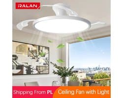IRALAN Ceiling Lights with Fan Smart Retractable Fan Blade Home Electric Fan Dimmable with Remote Control Led Living Room Light