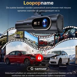 Dashcam - 4K HD - 64GB - Voor auto - Voor en Achter Camera - G-Sensor - Timelapse Functie - Dual Dashcam — thumbnail 3