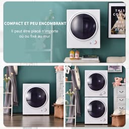 OKWISH Wasdroger Wandmontage – 2,5 Kg – Timer Tot 200 Min – Staal – Wit – Stil En Ruimtebesparend Drogen — thumbnail 3