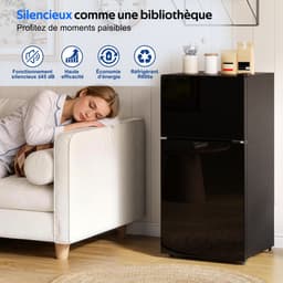 OKWISH Minikoelkast Vrijstaand – 60 L Met Vriesvak – 42,5 x 44,5 x 87,5 cm – Roestvrij Staal – Zwart – Voor Keuken En Kantoor — thumbnail 3