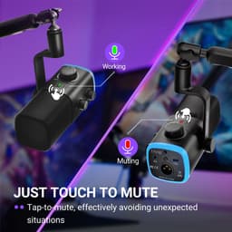 FIFINE AM9 - Gaming Microfoon Dynamische - Podcast Streaming PC PS4 PS5 - Ruisonderdrukking - Touch Mute Knop - USB RGB - Zwart — thumbnail 4