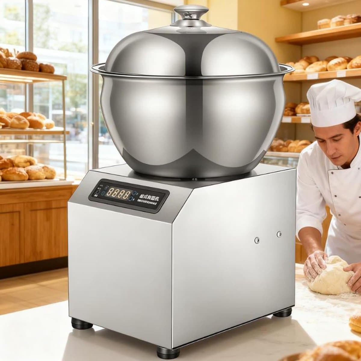 Deegmixer - Keukenmachine Kneedmachine - Bakken Thuis Commercieel - Automatische Timingfunctie - 5kg 8kg Capaciteit - Zilver — afbeelding 1