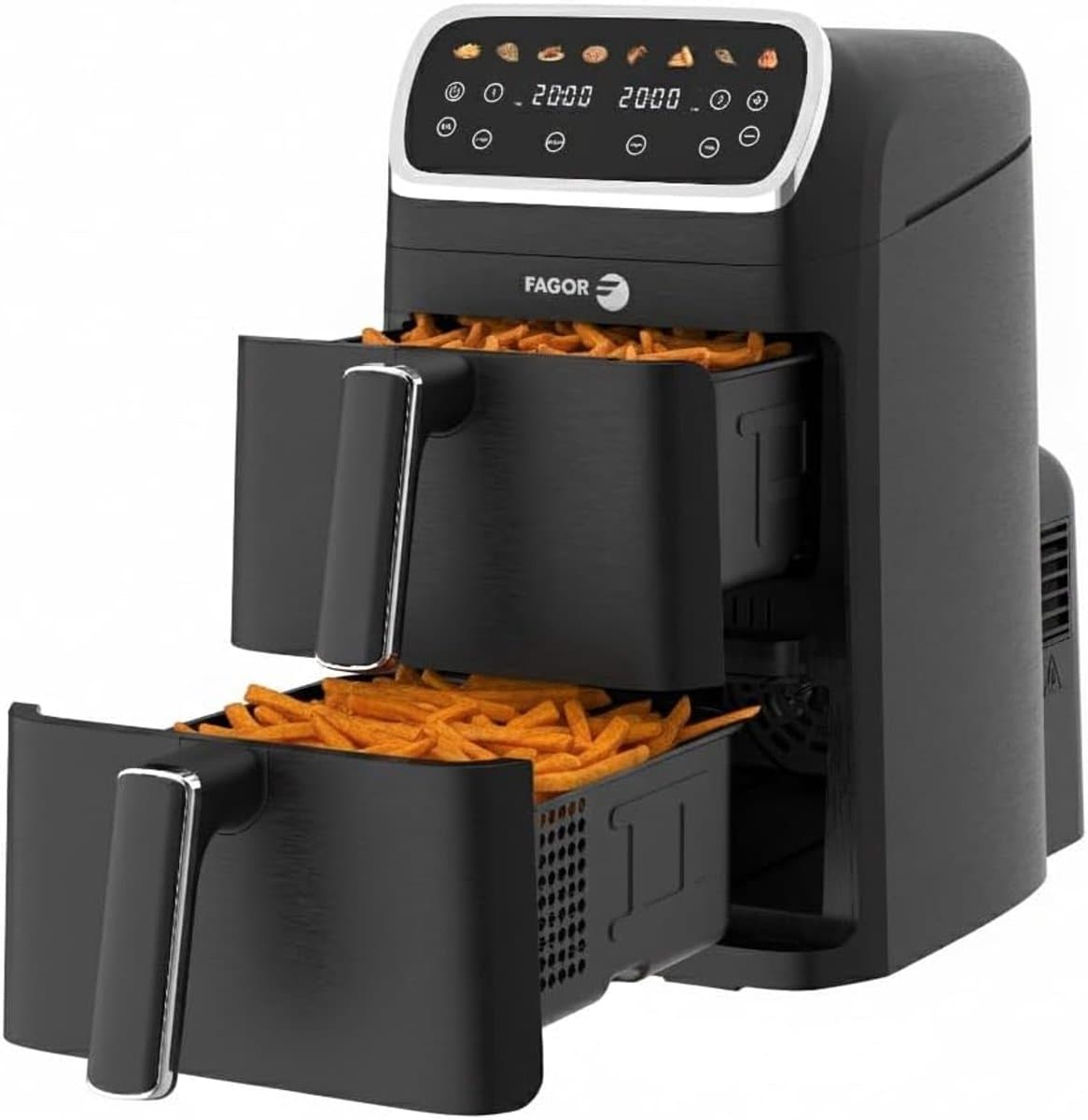 Heteluchtfriteuse Dubbele Mand - Airfryer Keukenapparaat - Gezond Koken - Dubbele Capaciteit 8L - 30x46x48cm - Zwart — afbeelding 1