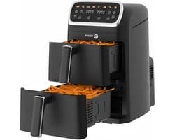 Heteluchtfriteuse Dubbele Mand - Airfryer Keukenapparaat - Gezond Koken - Dubbele Capaciteit 8L - 30x46x48cm - Zwart