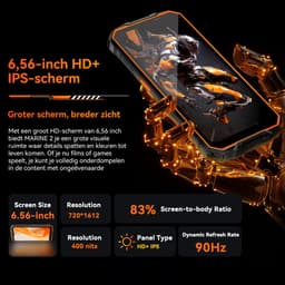 OSCAL MARINE 2 Robuuste Smartphone - Gemini AI - 24GB RAM+128GB ROM - 11000mAh Robuuste Telefoon - 6,56 Inch - IP68 IP69K - Dual SIM 4G - Android 15 - BT5.2 - NFC GPS - Zwart — thumbnail 4