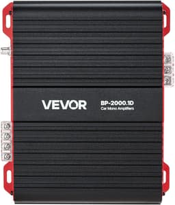 VEVOR Monoblock Auto-Versterker 2000 W Rms Max 1/2/4 Ohm, Audioversterker (Klasse D / 1-Kanaals) met Afstandsbediening voor Subwooferniveau, Laagdoorlaatfilter, Basversterking en Volumeregeling. — thumbnail 2