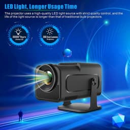 Mini Beamer - Mini Projector - 1920x1080P Full HD - 4K Ondersteuning - 160 Ansi - 12000 Lumen - Streamen Vanaf Je Telefoon / Tablet / PC / Laptop met WiFi & Bluetooth - Zwart - 1 Stuk — thumbnail 2