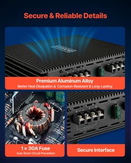 VEVOR 2-Kanaals Auto-Versterker, Klasse Ab Brugversterker, Max. 2 X 300 W Bij 4 Ohm / 2 X 600 W Bij 2 Ohm, Krachtige Versterker voor Suv's, Pick-Ups en Terreinwagens, Meerkanaals Audioversterker — thumbnail 4