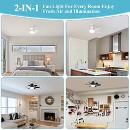 2-in-1 ventilator & lamp - Met afstandsbediening - Diameter 47 cm - Mini-ventilator met zes snelheden - Drie windsnelheden - Schroefvoet - Eenvoudige installatie - Geschikt voor slaapkamers, keukens, garages en woonkamers — thumbnail 4