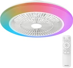 Philips Amigo Plafondventilator - Ingebouwde LED-lamp - Wit en gekleurd licht - Dimbaar - 20W+40W - Inclusief afstandsbediening - 4400 Lumen - Diameter: 480mm — thumbnail 1