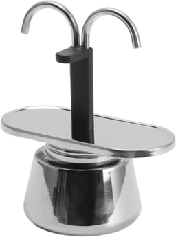 Kookplaat Koffiemachine 2 Kopjes RVS Moka Pot 100ML - Dubbele Buis Espresso Maker voor Buitenreizen - Geniet van Heerlijke Koffie Snel & Makkelijk — thumbnail 1