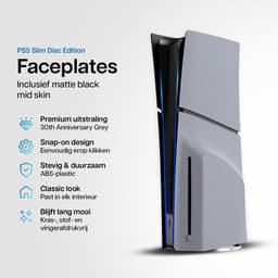 Playstation 5 Slim Faceplates Disc Edition (niet geschikt voor standaard PS5 & PS5 Pro) - Inclusief Mid Skin - Accessoires - Faceplate - Cover - Plate - Skin - Retro - 30th Anniversary Grey — thumbnail 2