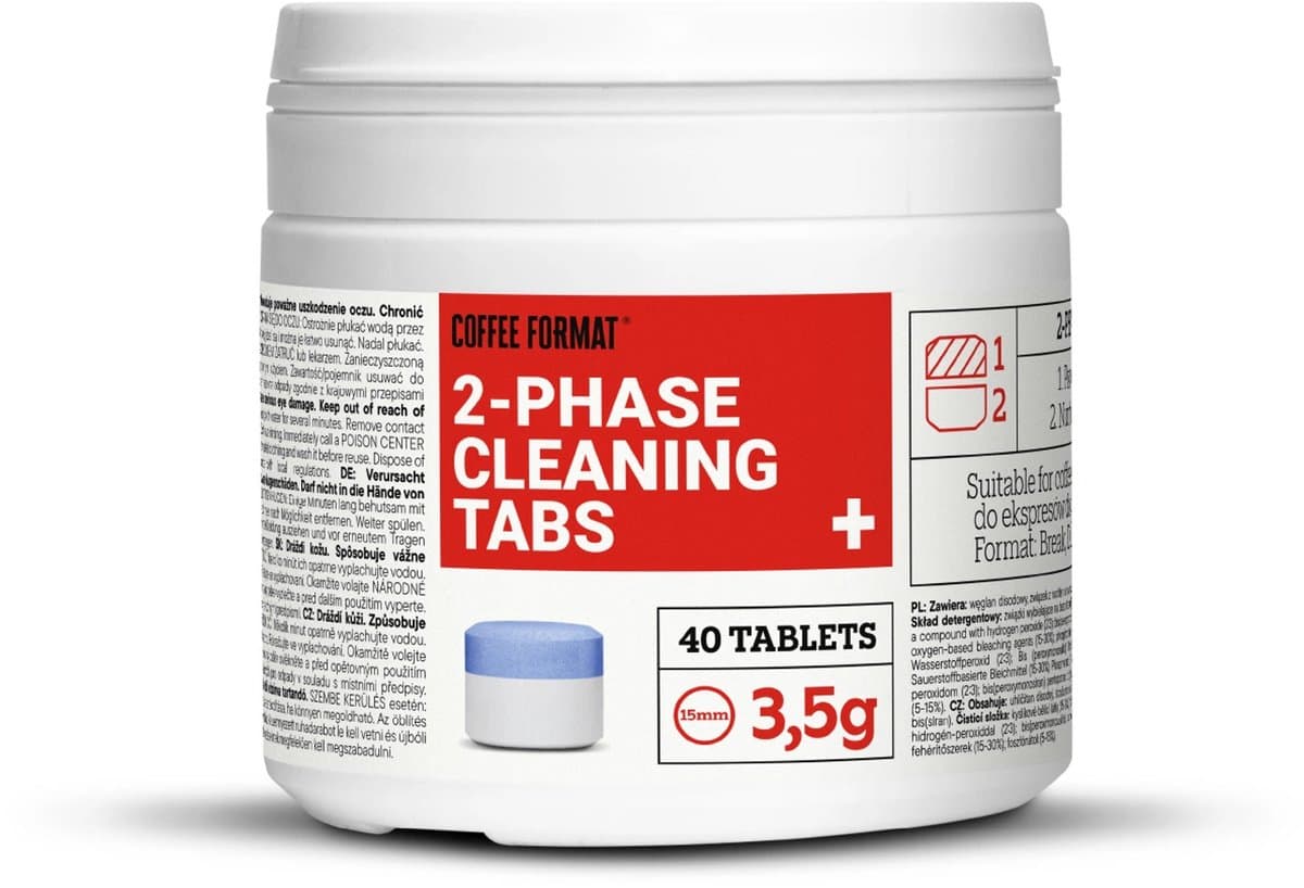 Reinigingstabletten Tabletten voor het reinigen van koffiezetapparaten, 2-phase Cleaning TABS+ 40x3,5g Coffee Format — afbeelding 1
