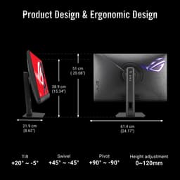 ASUS ROG Strix XG27JCG - 5K Fast IPS Gaming Monitor - USB-C 15W - 165Hz 5K of 330Hz QHD Dual Mode - 0.3ms - 27 inch — thumbnail 3