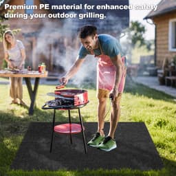 BBQ Mat Rechthoek 100x120 cm - Barbecue vloermat voor BBQ - Grijs Barbecue tapijt voor barbecueën, terras en tuin — thumbnail 4