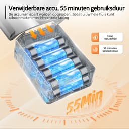 Fukstern Draadloze Steelstofzuiger - 40kPa Zuigkracht - 55 Minuten Werktijd - 2 Zuigstanden - 5-lags HEPA-filtersysteem - Paars — thumbnail 4