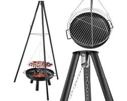 Gregman Roast 35 - Vuurschaal en Grill 2-in-1 - Tuinhaard BBQ met Verstelbaar Rooster - Zwart
