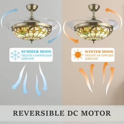 Plafondventilator met Licht en 6 Snelheden Tiffany Stijl Dimbaar — thumbnail 1