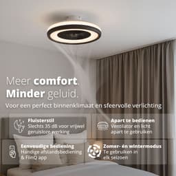 FlinQ LumiFan Ø50 cm Smart Plafondventilator met Verlichting - Lamp met 16 Miljoen Kleuren - Ventilator voor aan het Plafond - Ideaal voor op de Slaapkamer - Bestuurbaar met App of Afstandsbediening — thumbnail 4