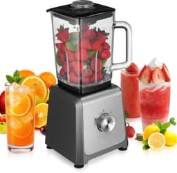 Staande Blender 1.6L -6 Messen voor IJs & Smoothies - Glazen Kan |-Keukenmachine voor Sappen, Soepen & Sauzen — thumbnail 1