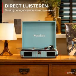 Platenspeler met speakers - Audizio RP111BL - Retro platenspeler - LP speler - Model 2025 - Blauw — thumbnail 3